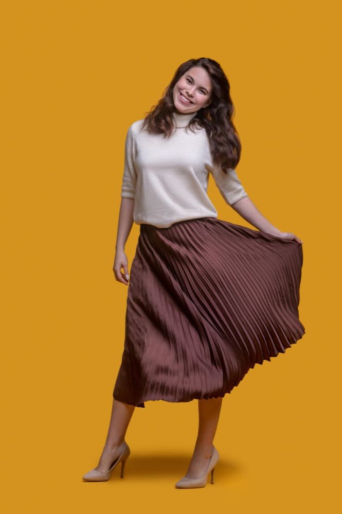 girl in beautiful silk skirt