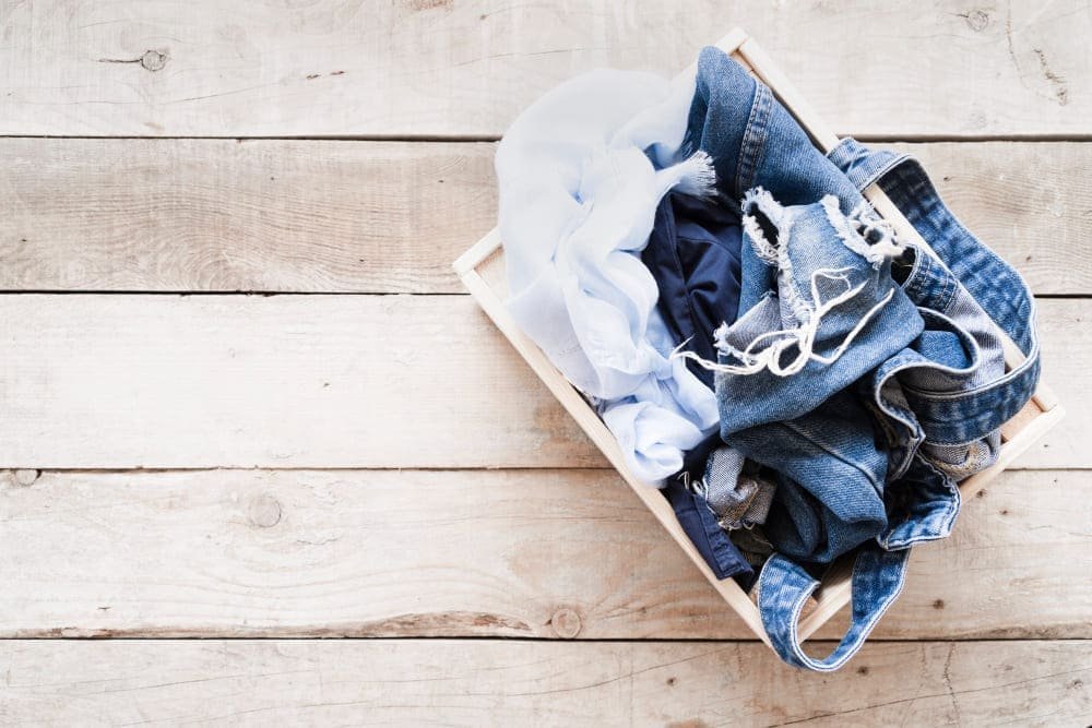 jeans in bucket