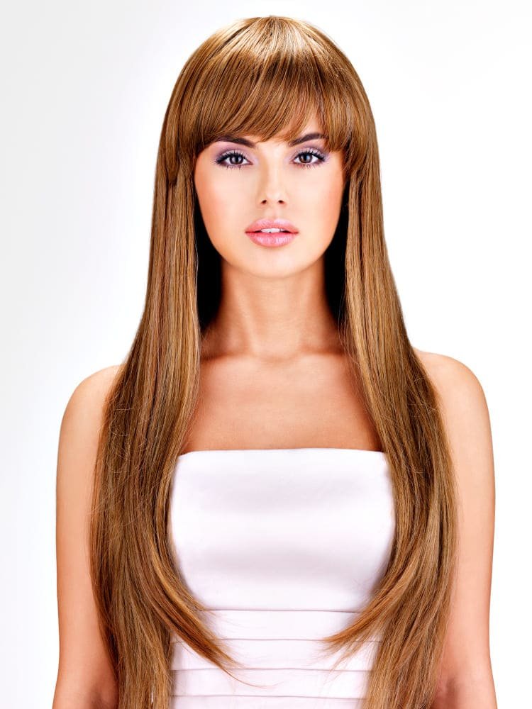 women with long straight brown hair