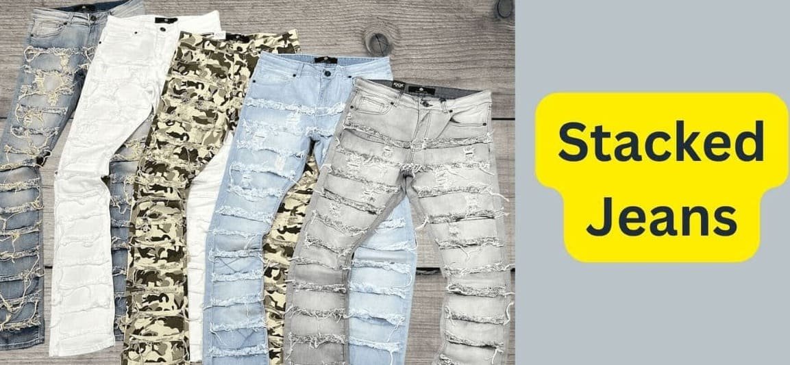 Stacked Industrial Jeans Manufacturing